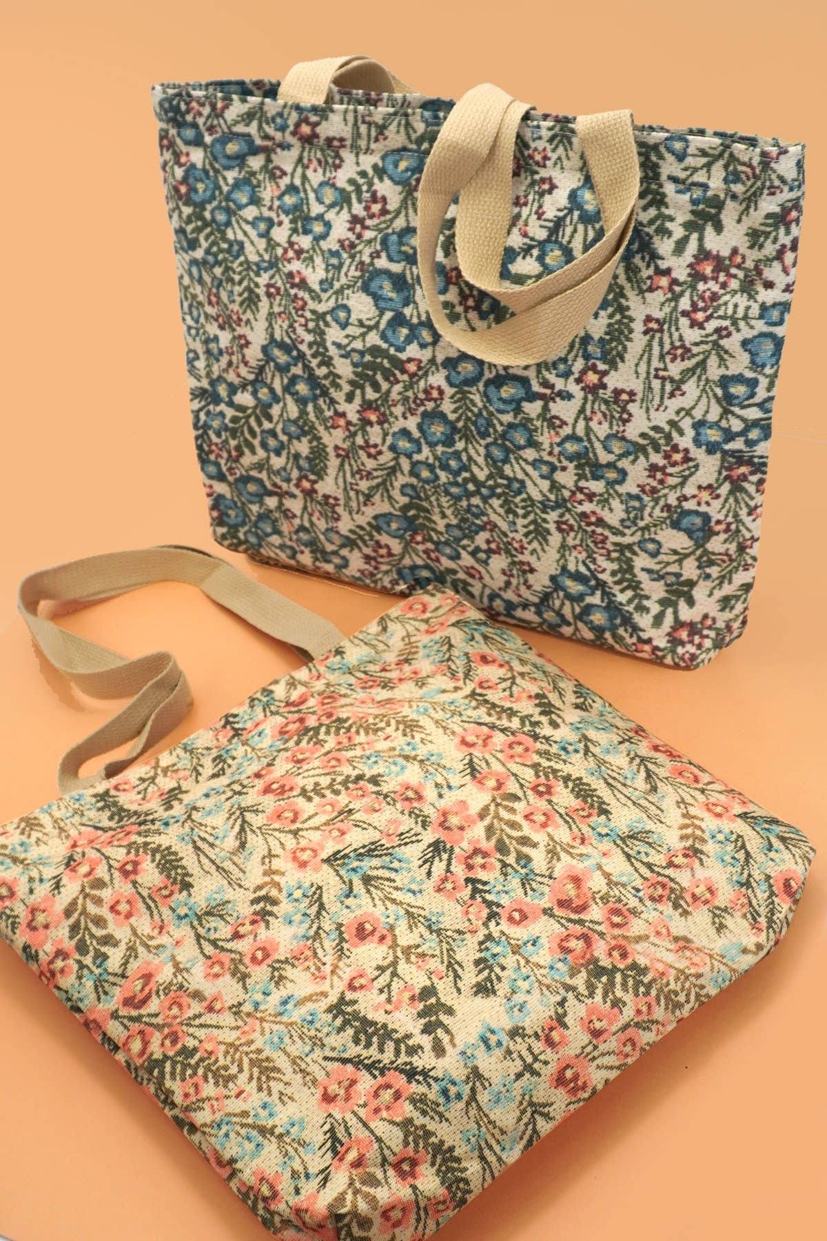Organic Embroidery Floral Quilted Tote Bag