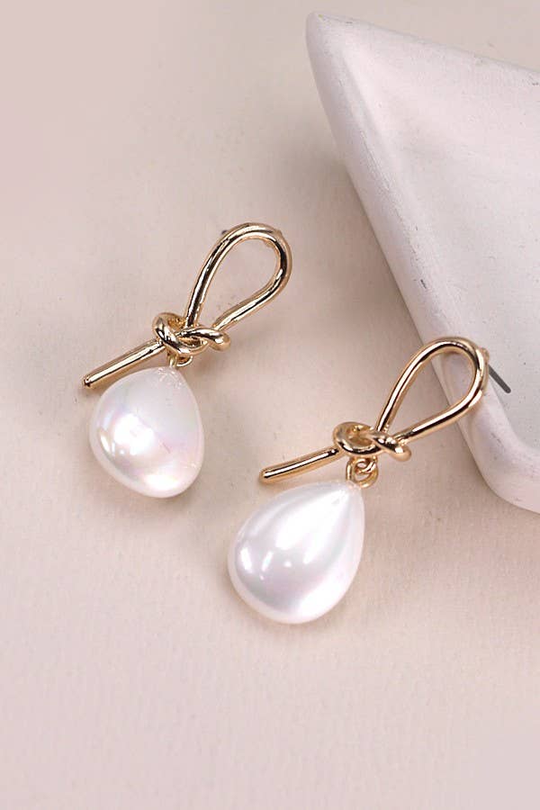 WIRED BOW WITH OPAL TEARDROP EARRINGS