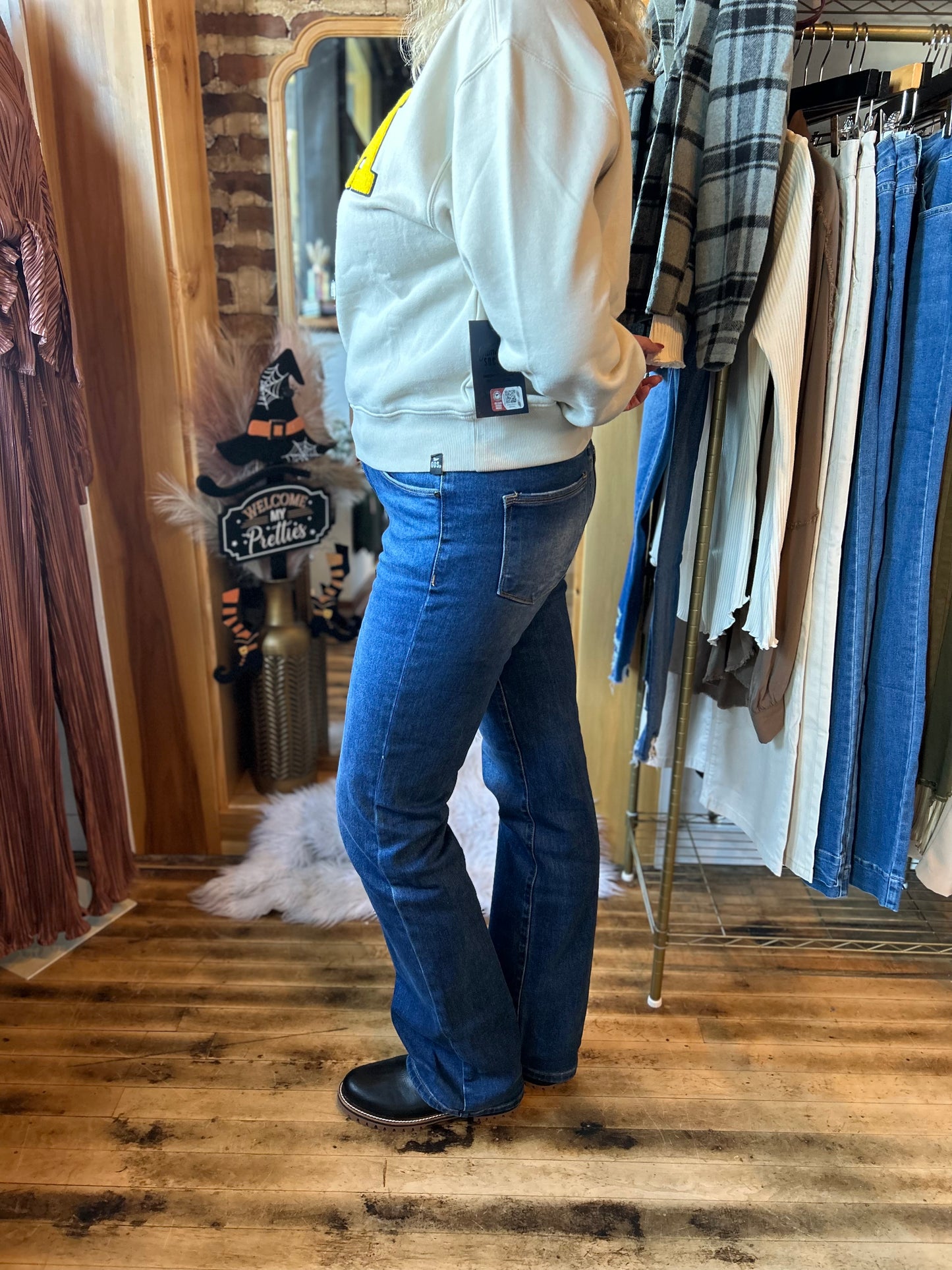 Risen High Rise Long Straight Jeans