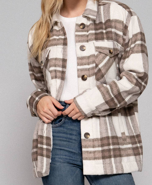 Faux Fur Brushed Plaid Jacket