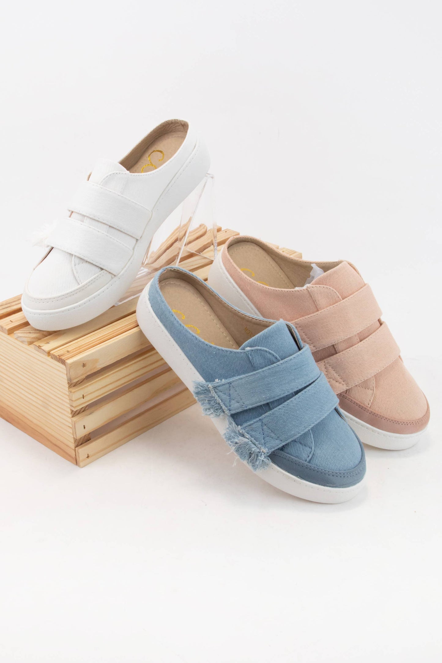 MOXIE VELCRO STRAP SLIP-ON SNEAKERS STYLE MULE