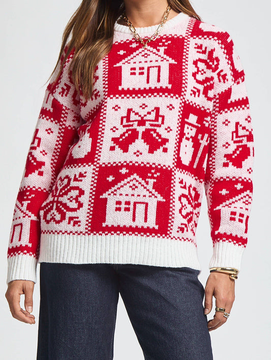 Plus Size Checkered Christmas Sweater