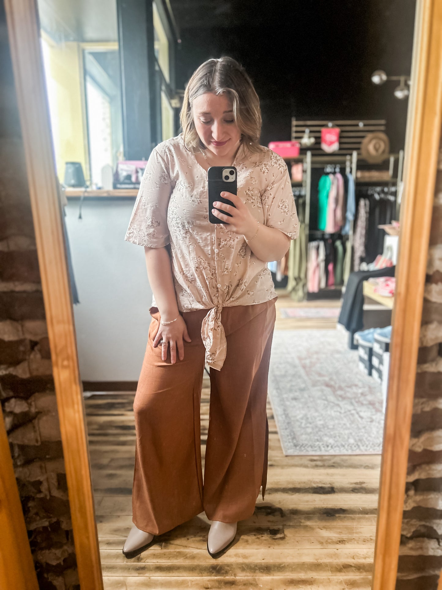 SIDE SLIT WIDE LEG PANT