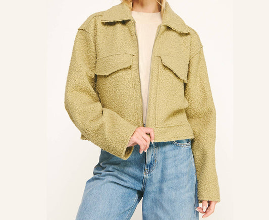 BOXY SHERPA JACKET WITH FRONT POCKETS
