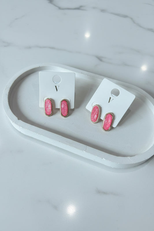 Pink Gem Stud Earrings
