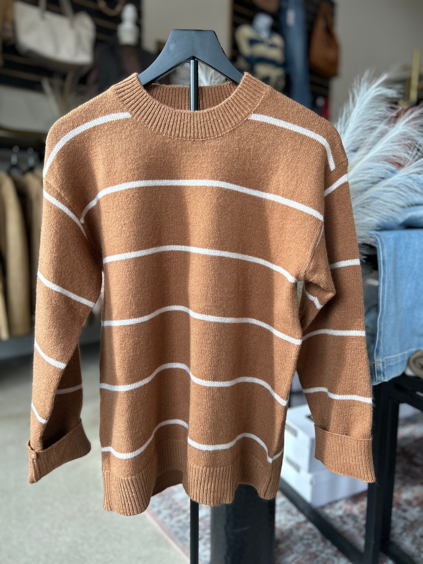 Loose Fit Stripe Crewneck Sweater