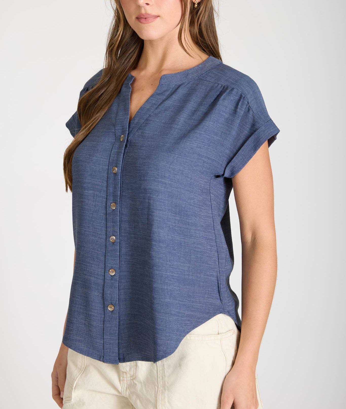 Cuffed Sleeve Button Down