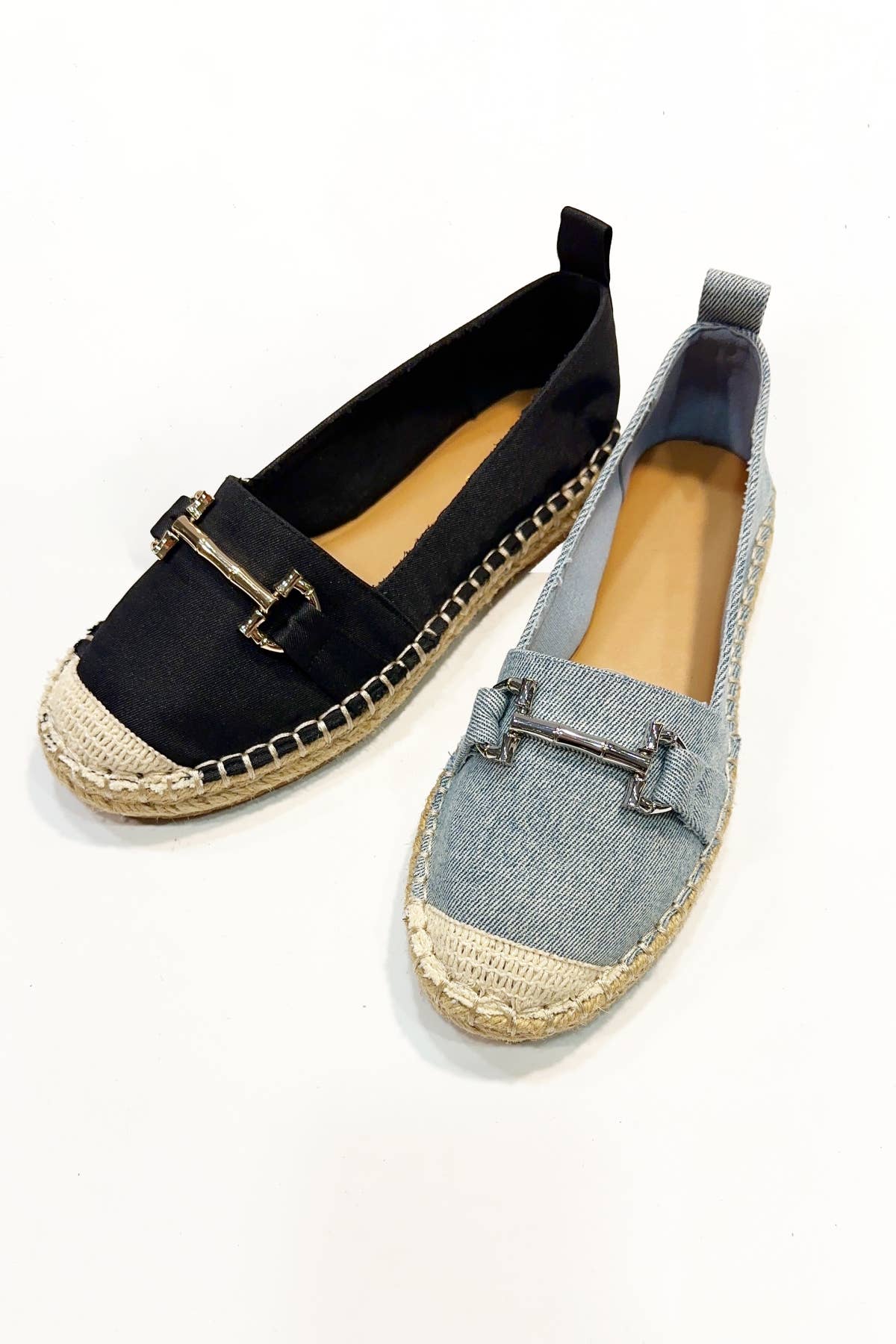 METALLIC LINK ESPADRILLES FLATS