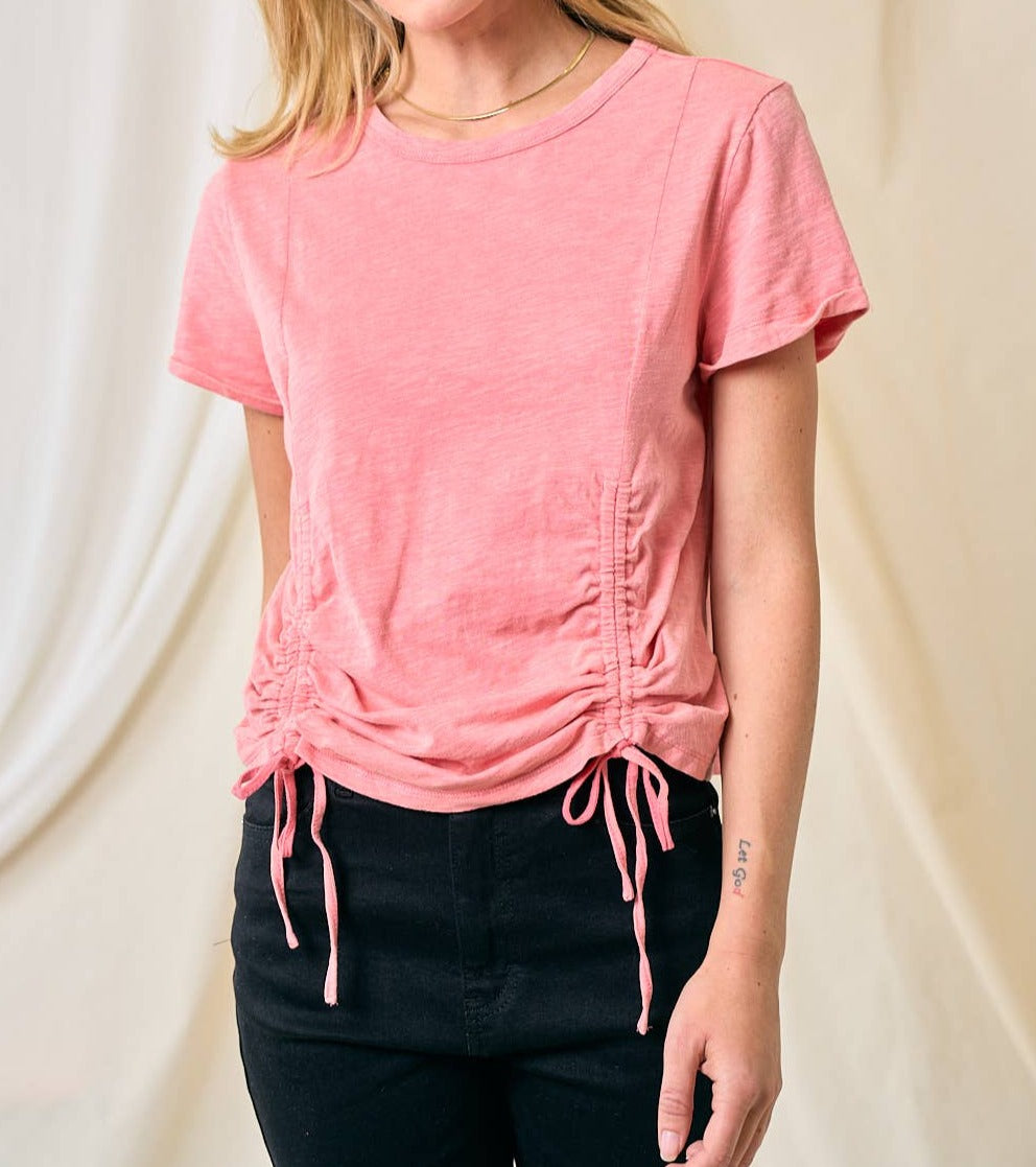 Washed Waist Ruched Tee
