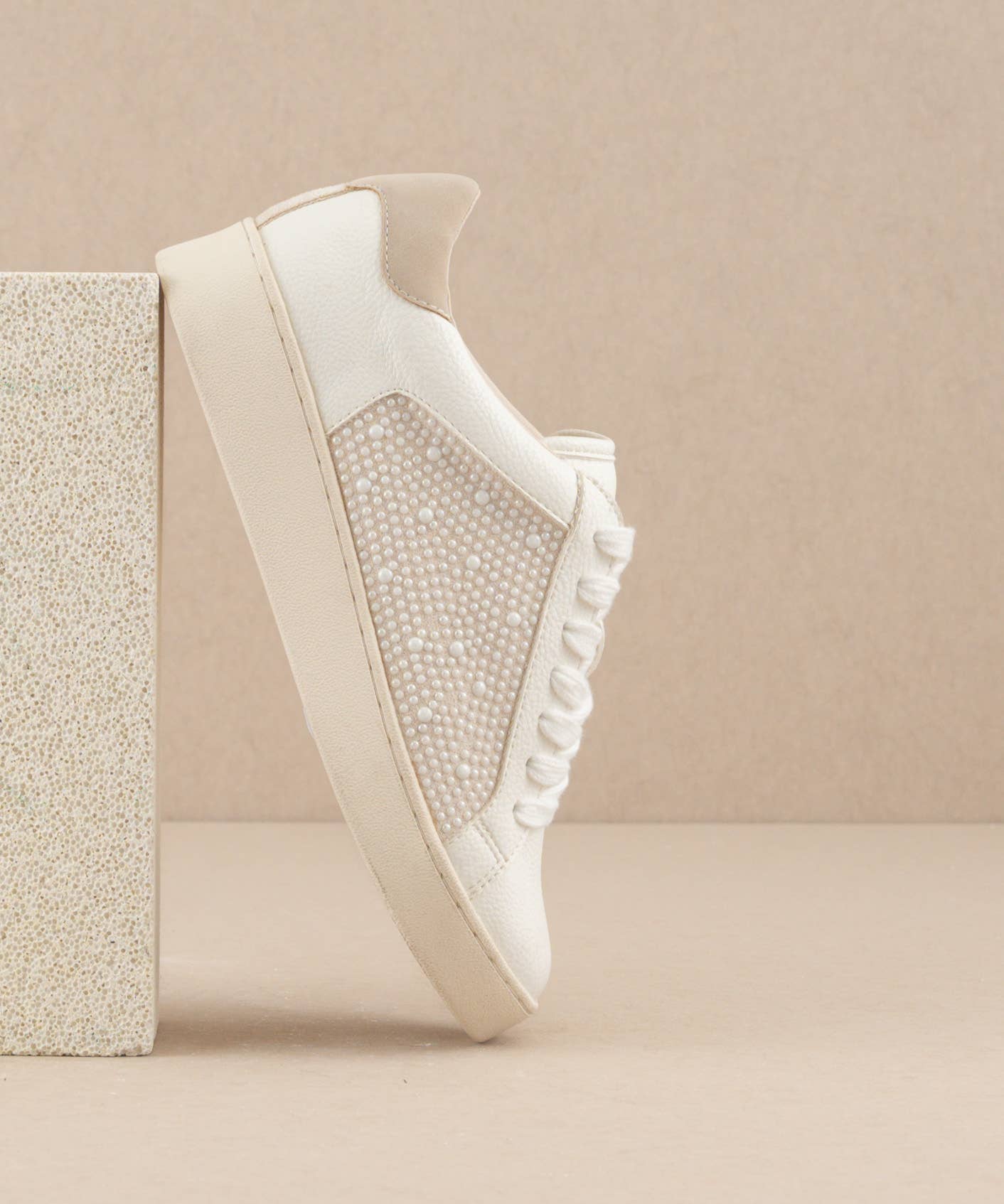 Pearl Studded Paneled Sneaker
