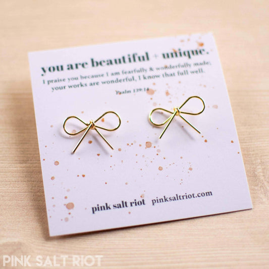 Pink Salt Riot - Beautiful + Unique Bow Stud Earrings