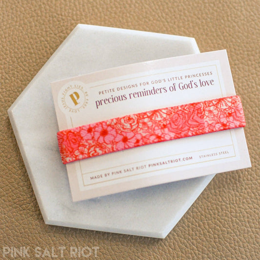 Pink Salt Riot - Beautiful Worthy & Loved Little Girl Pink Floral Wristband