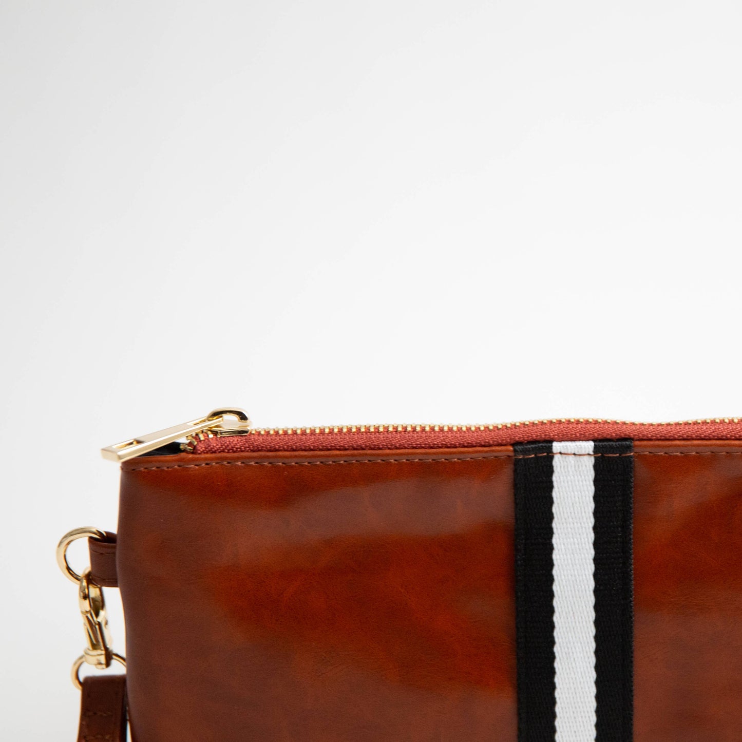 Preppy Stripe Zipper Clutch - Black/White