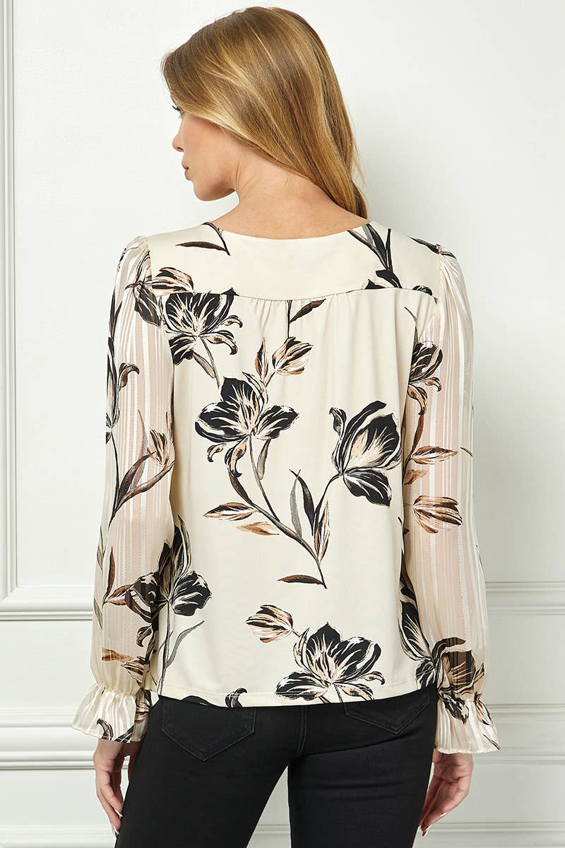 LONG SLEEVE VELORA PRINT BLOUSE