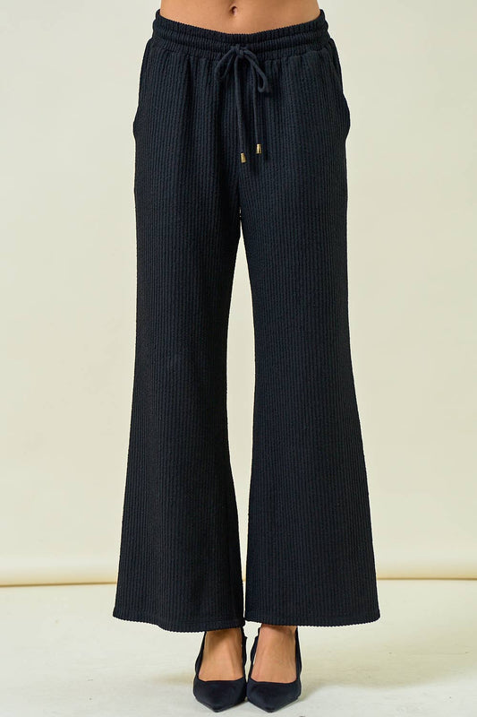 TEXTURED KNIT WIDE LEG PANTS