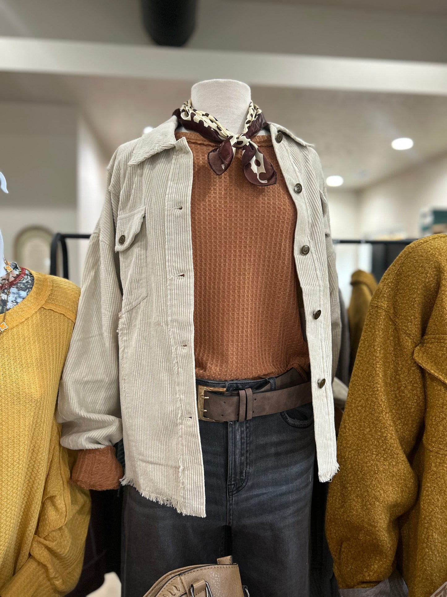 Washed Corduroy Oversized Button Down Jacket