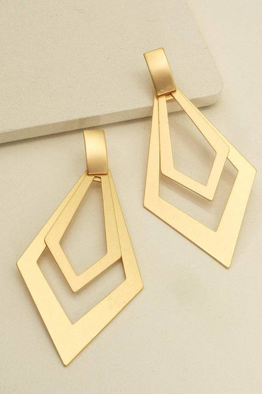 DOUBLE DIAMOND SHAPE DROP EARRINGS