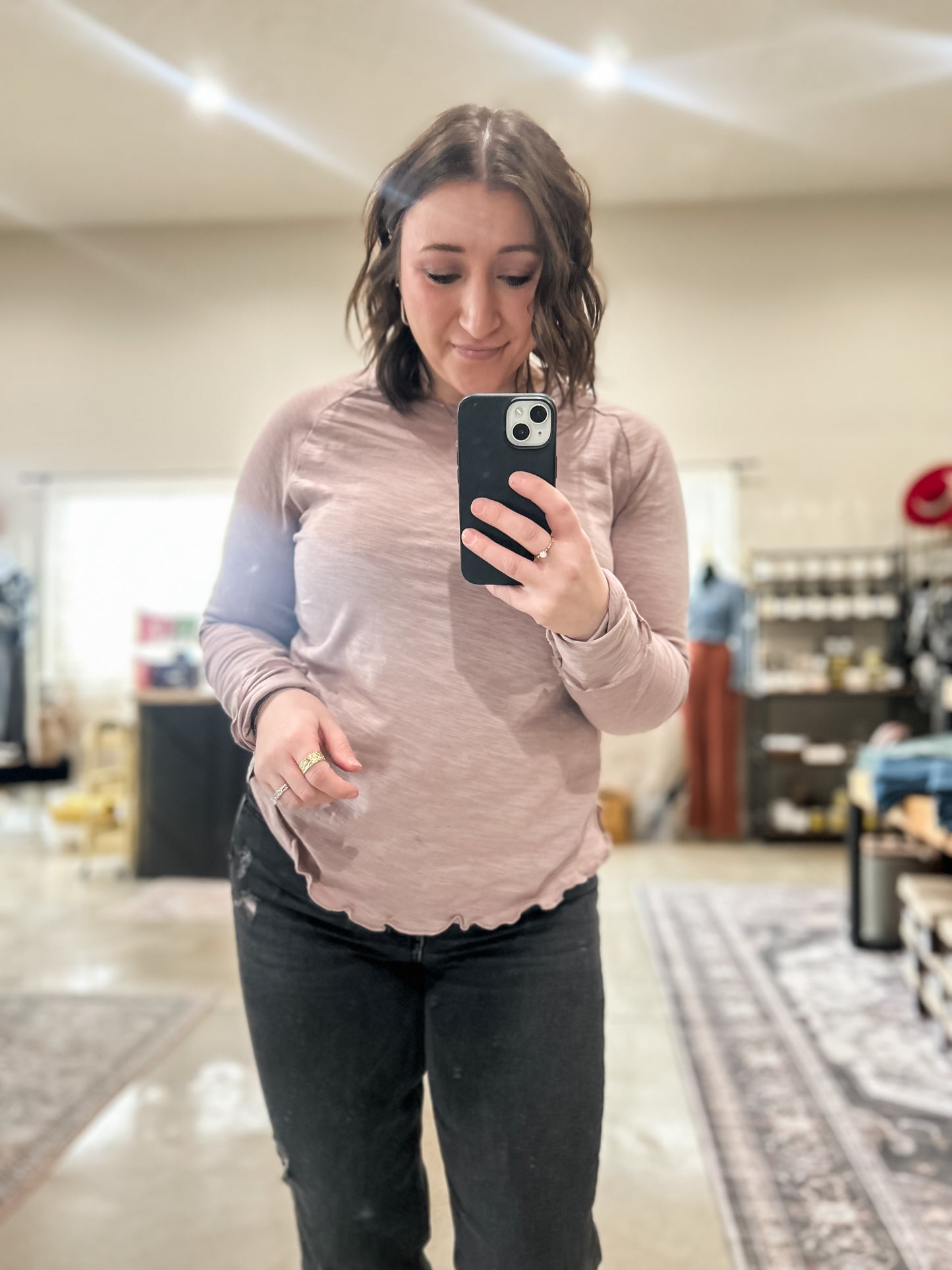 Ruffle Sleeve Long Sleeve Top