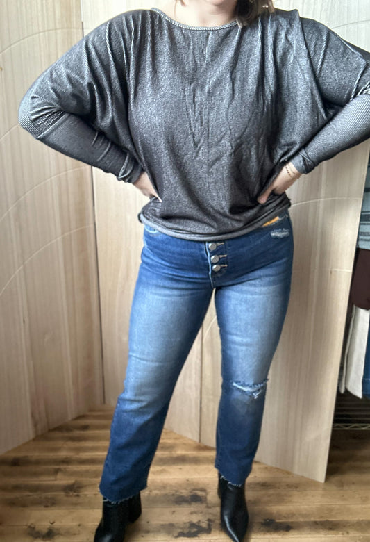 Risen High Rise Button Down Ankle Straight