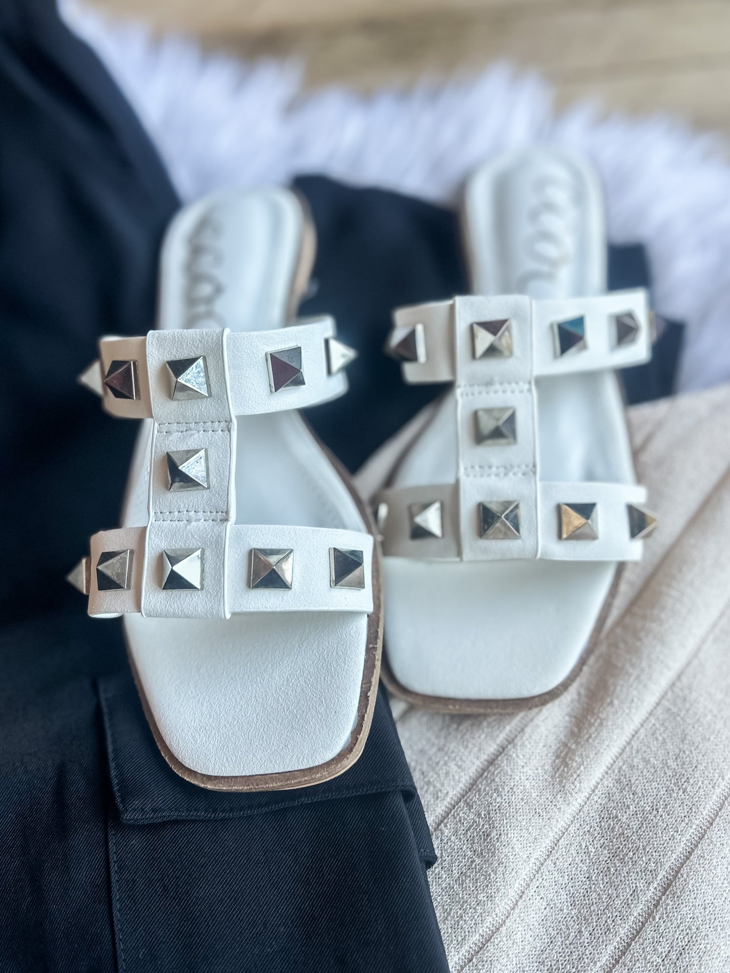 EMBELLISHED STRAP SLIDE SANDAL