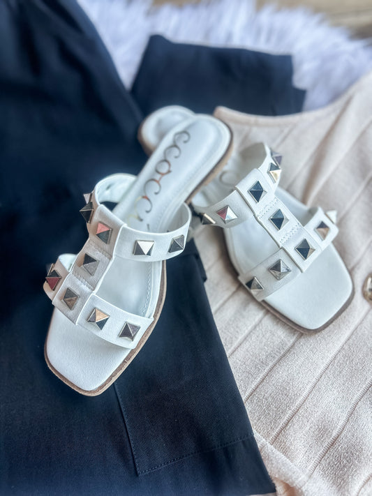 EMBELLISHED STRAP SLIDE SANDAL