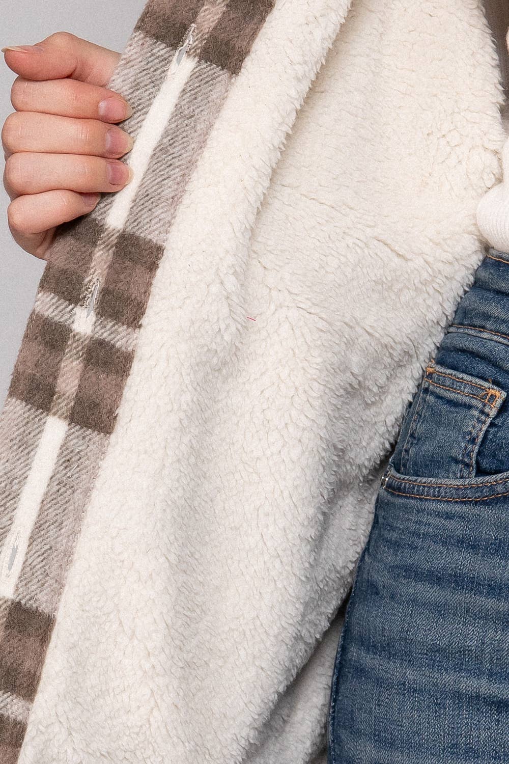 Faux Fur Brushed Plaid Jacket