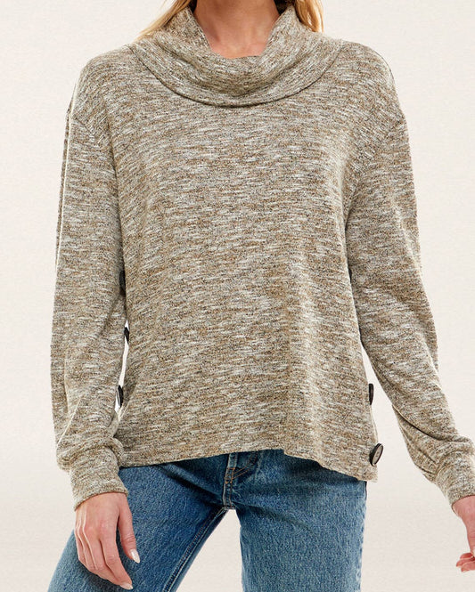 L/S SWEATER W/SIDE BUTTONS