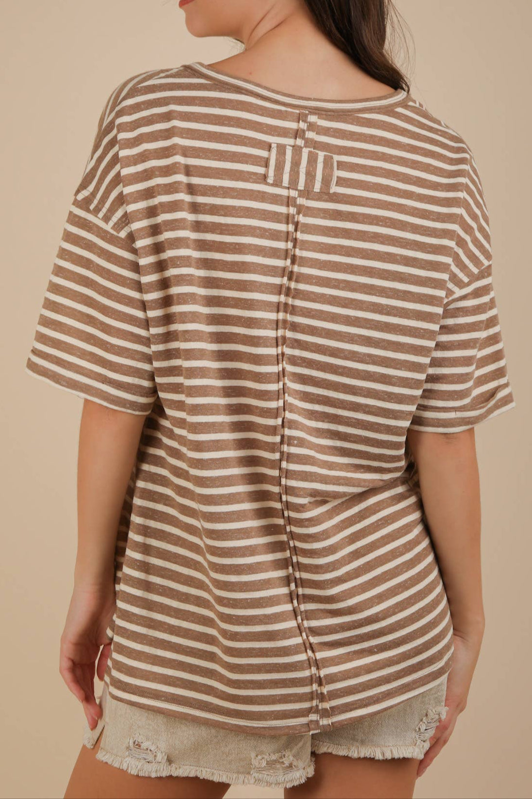 Oversized Stripe Casual V-Neck Knit Top