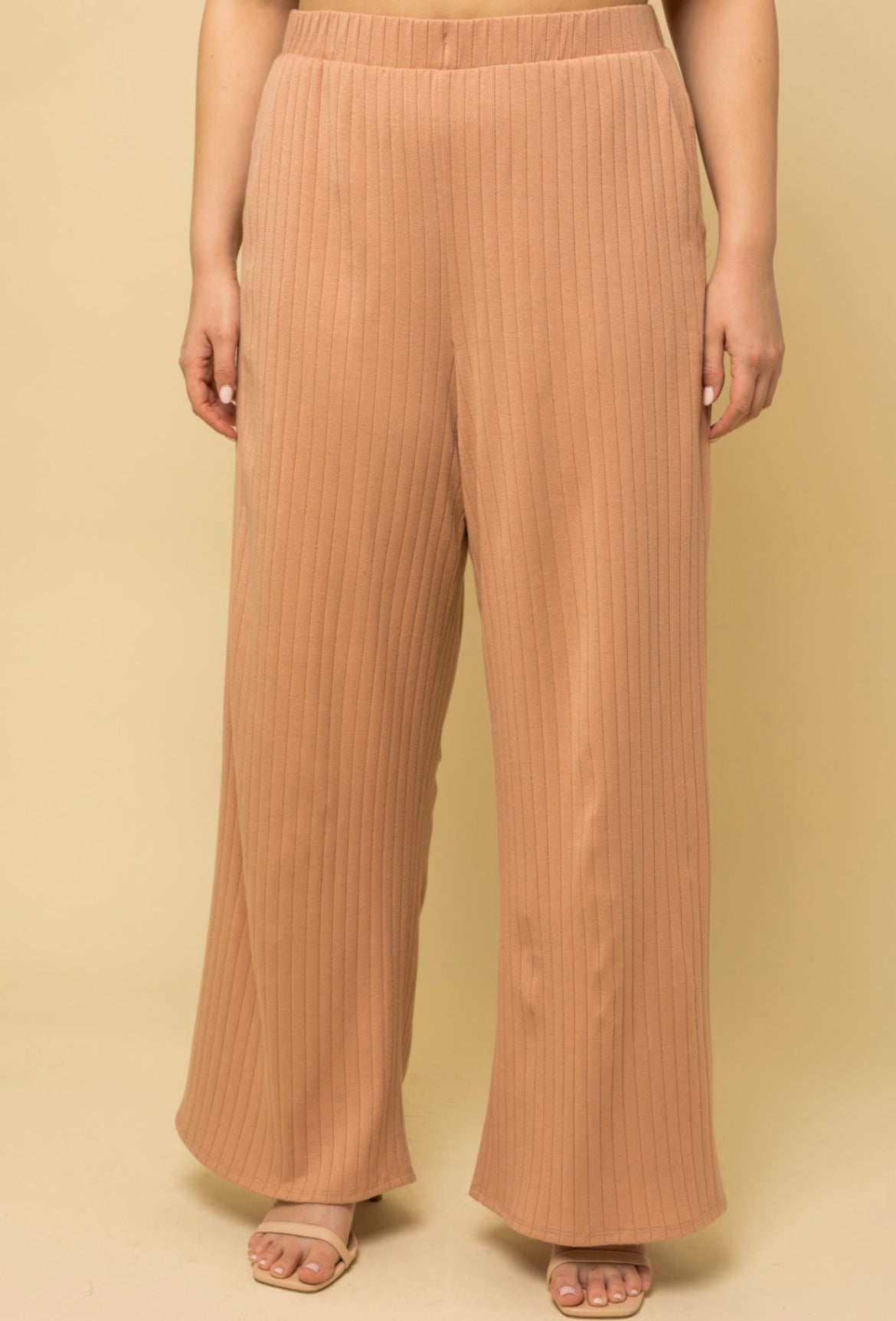Elastic Waist Ribbed Pants