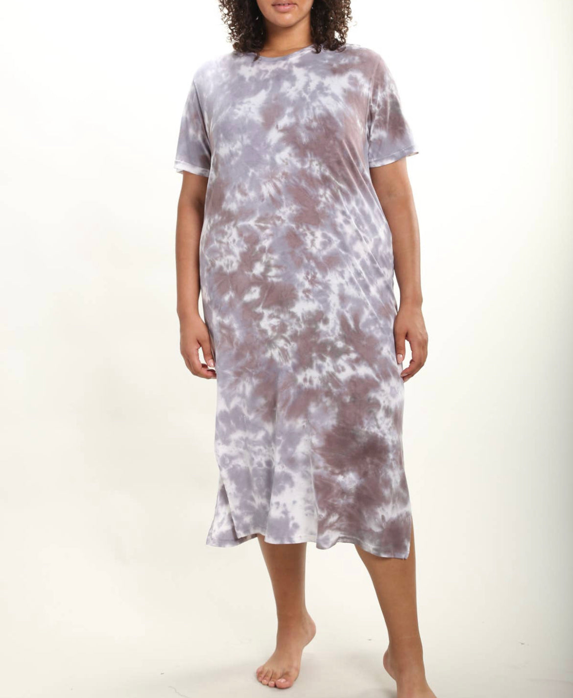 Curvy Tie-Dye Midi T-Shirt Dress