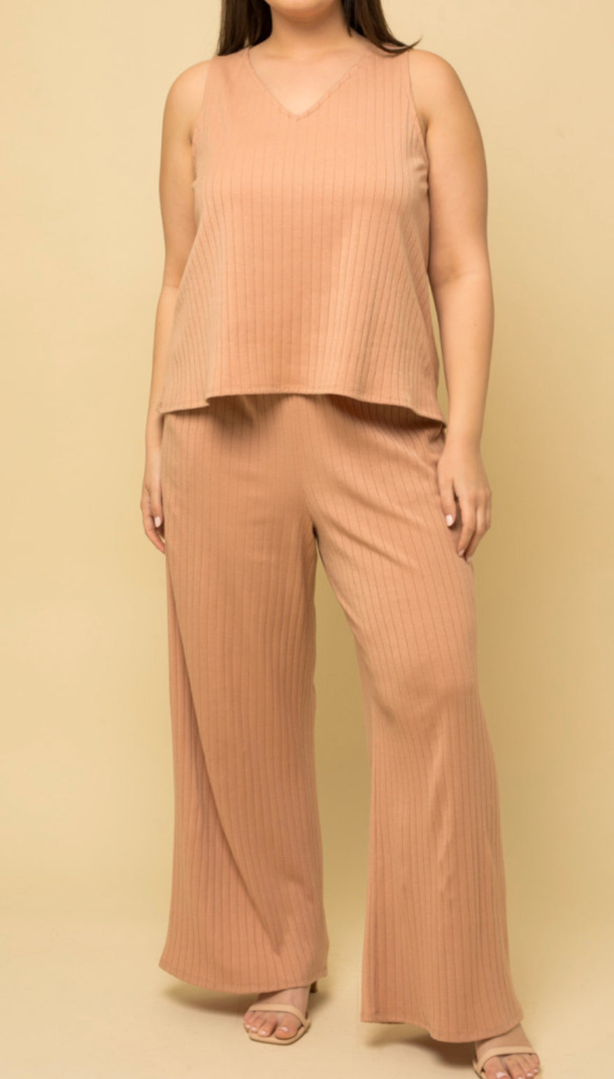 Sleeveless Ribbed V-Neck Top