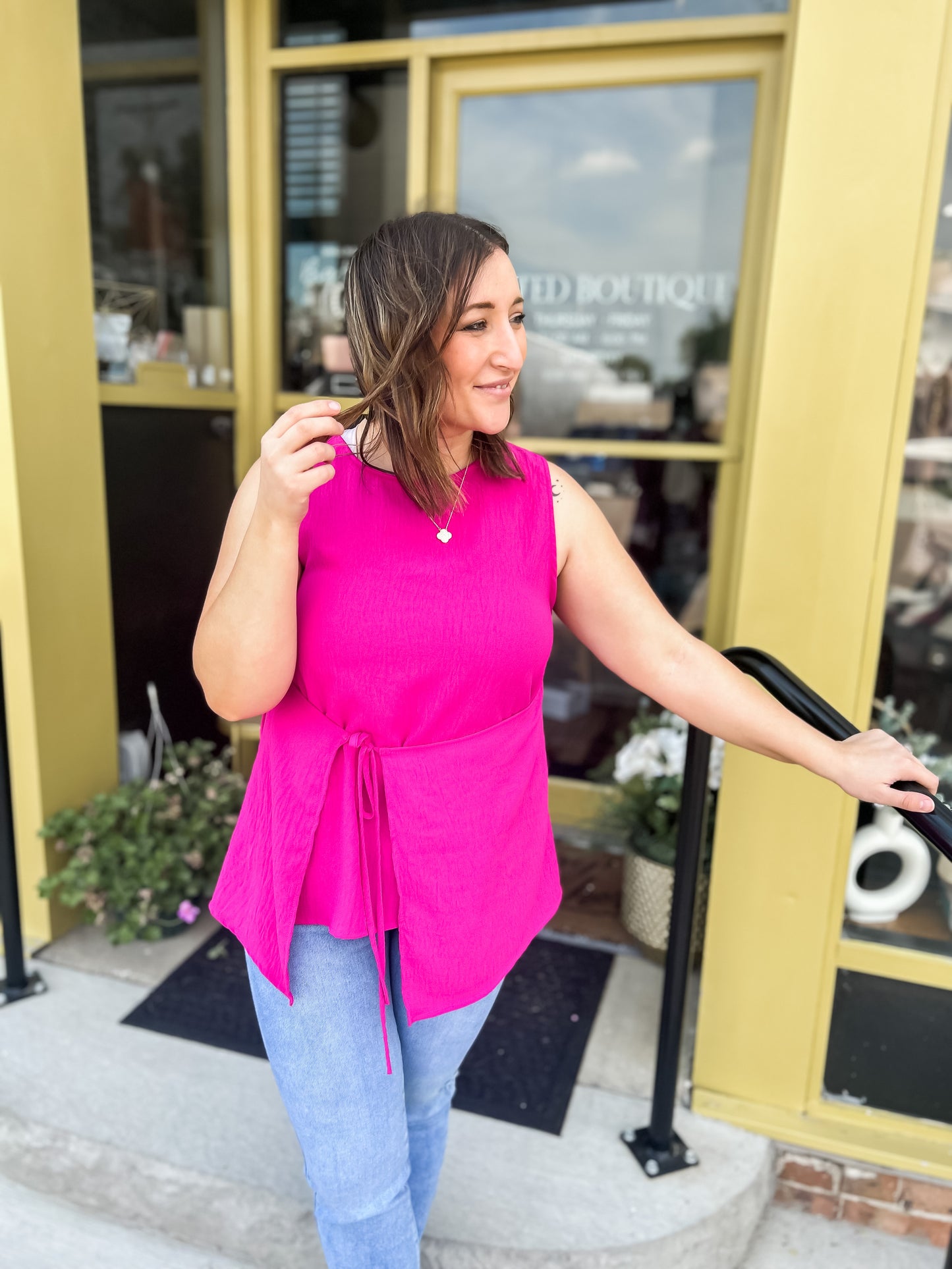 Sleeveless Layered Wrap Tie Top