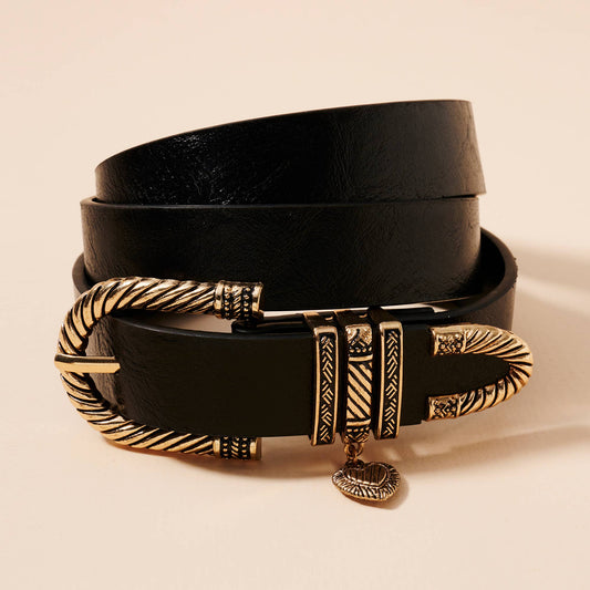Black Western Faux Leather Belt