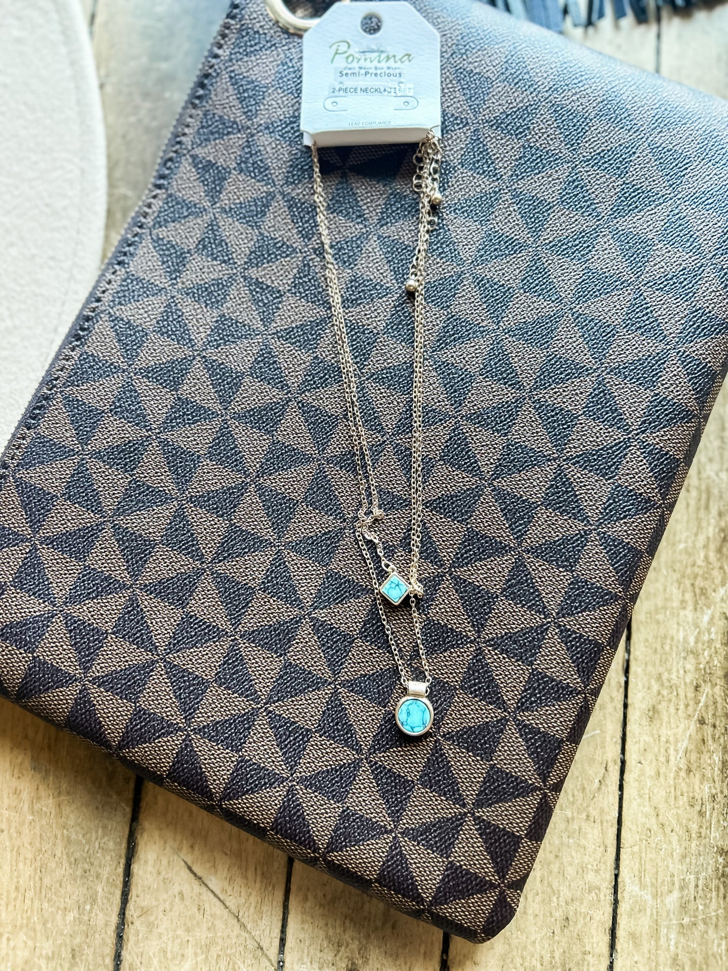 Urbanista-Set of Two Natural Stone Pendant Necklace