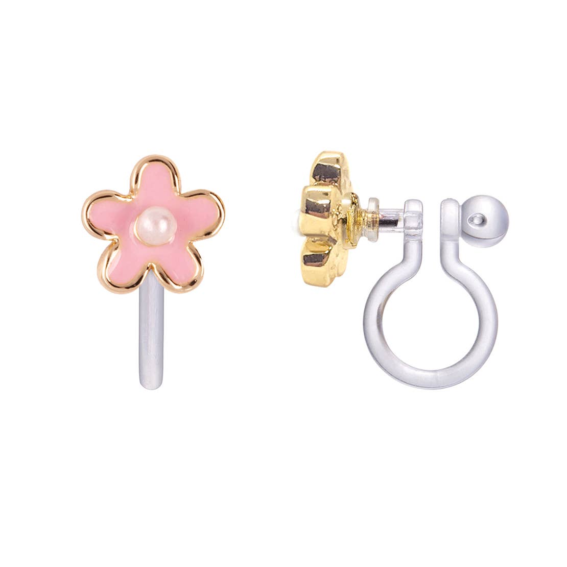 CLIP ON Cutie Earrings- Pink Fancy Flower