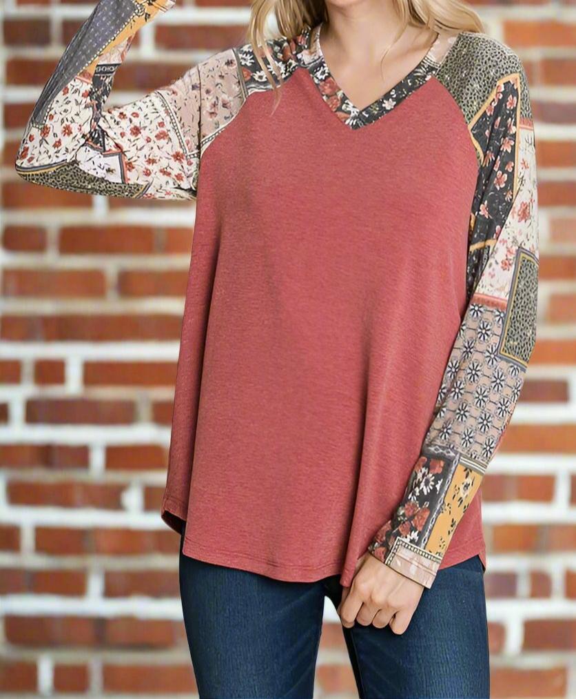 Multi Print Long Sleeves Top