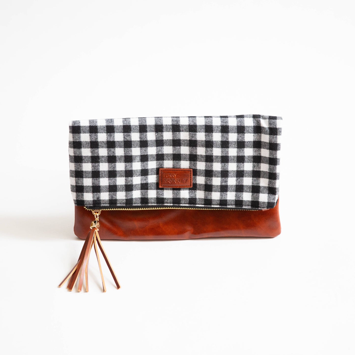 Fold Over Clutch-Buffalo, Brown Faux