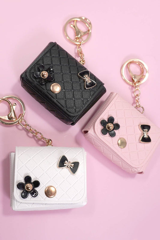 MINI DESIGNER BAG BOW FLOWER KEYCHAINS BAG CHARM