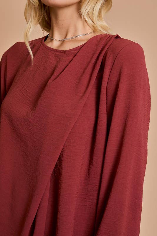 Shoulder Shirring Detail Long Sleeve Top