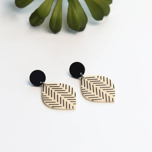 Cream & Black Accent Earrings