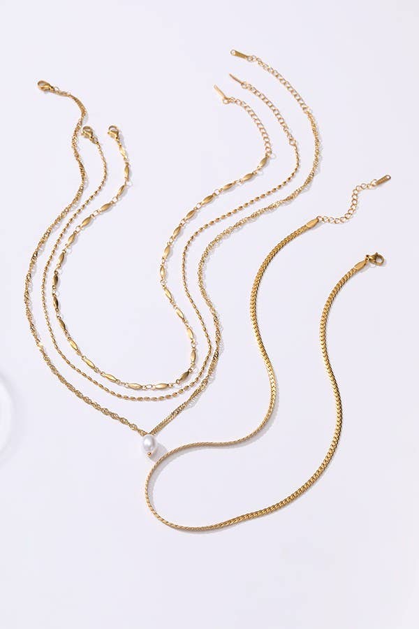 8K STAINLESS STEEL TARNISH FREE LAYERED NECKLACE