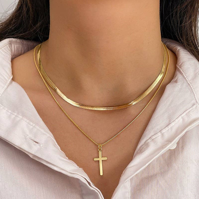 18K STAINLESS STEEL TARNISH FREE CROSS NECKLACE