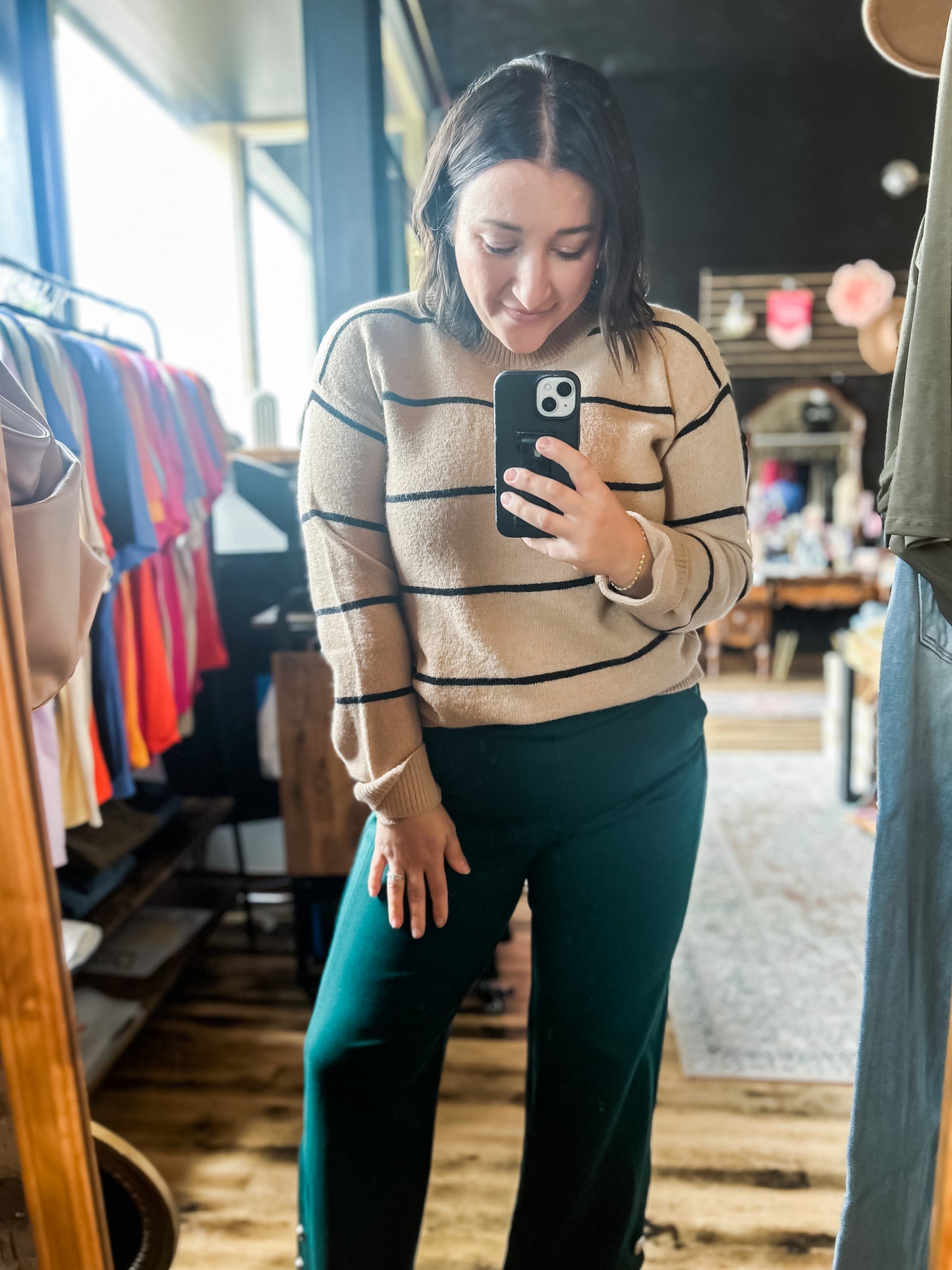 Loose Fit Stripe Crewneck Sweater