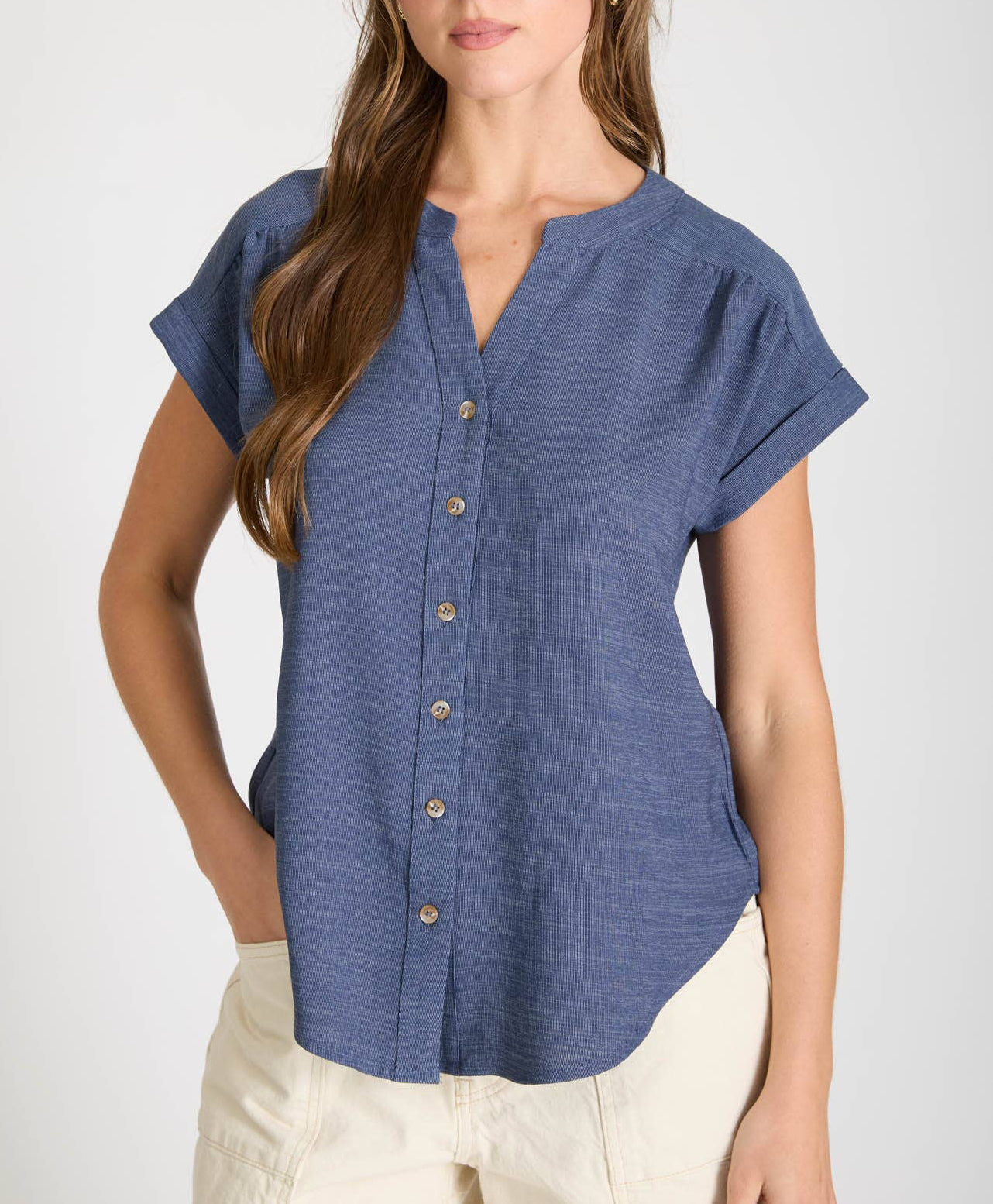 Cuffed Sleeve Button Down