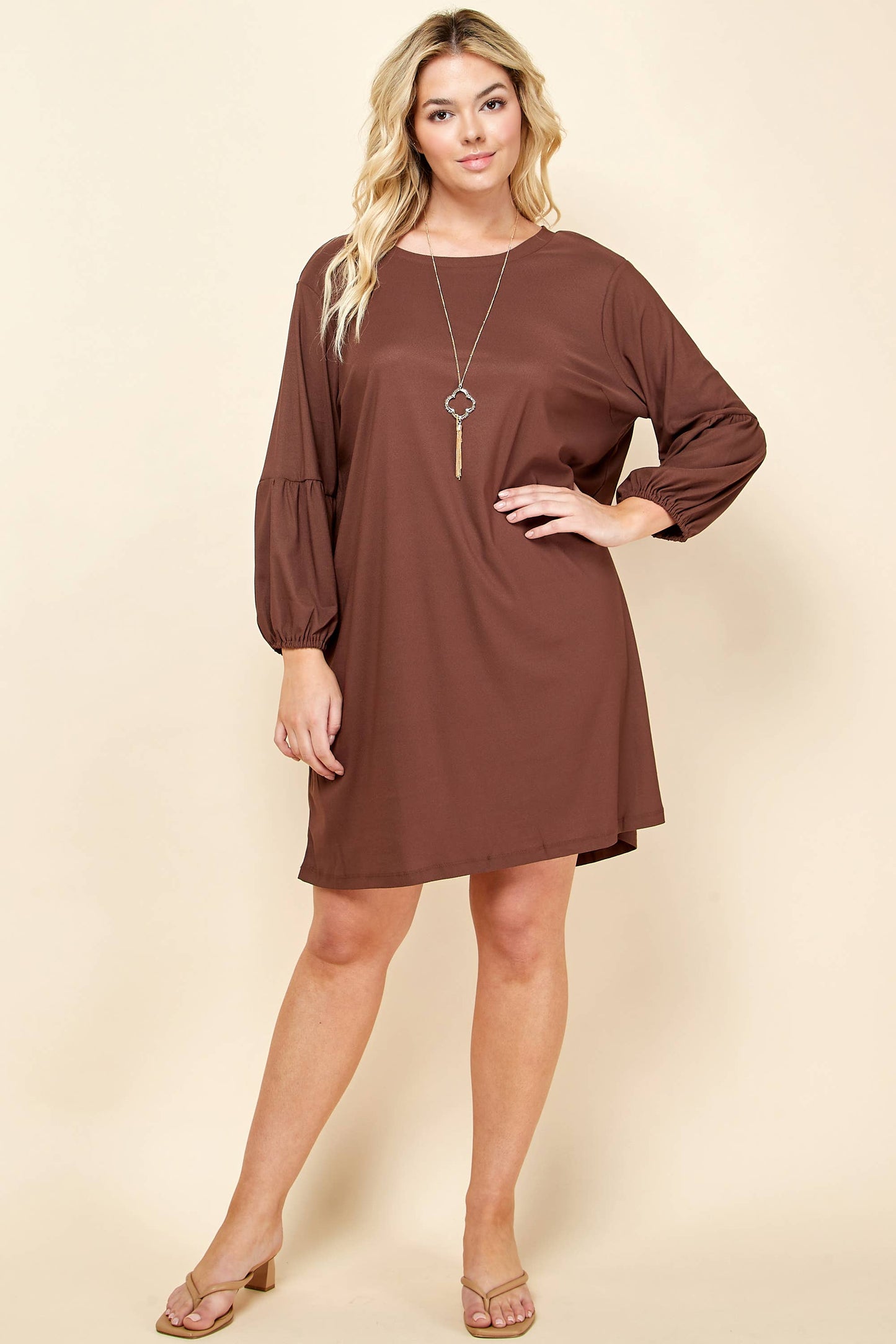 PLUS SIZE LONG SLEEVE  DRESS