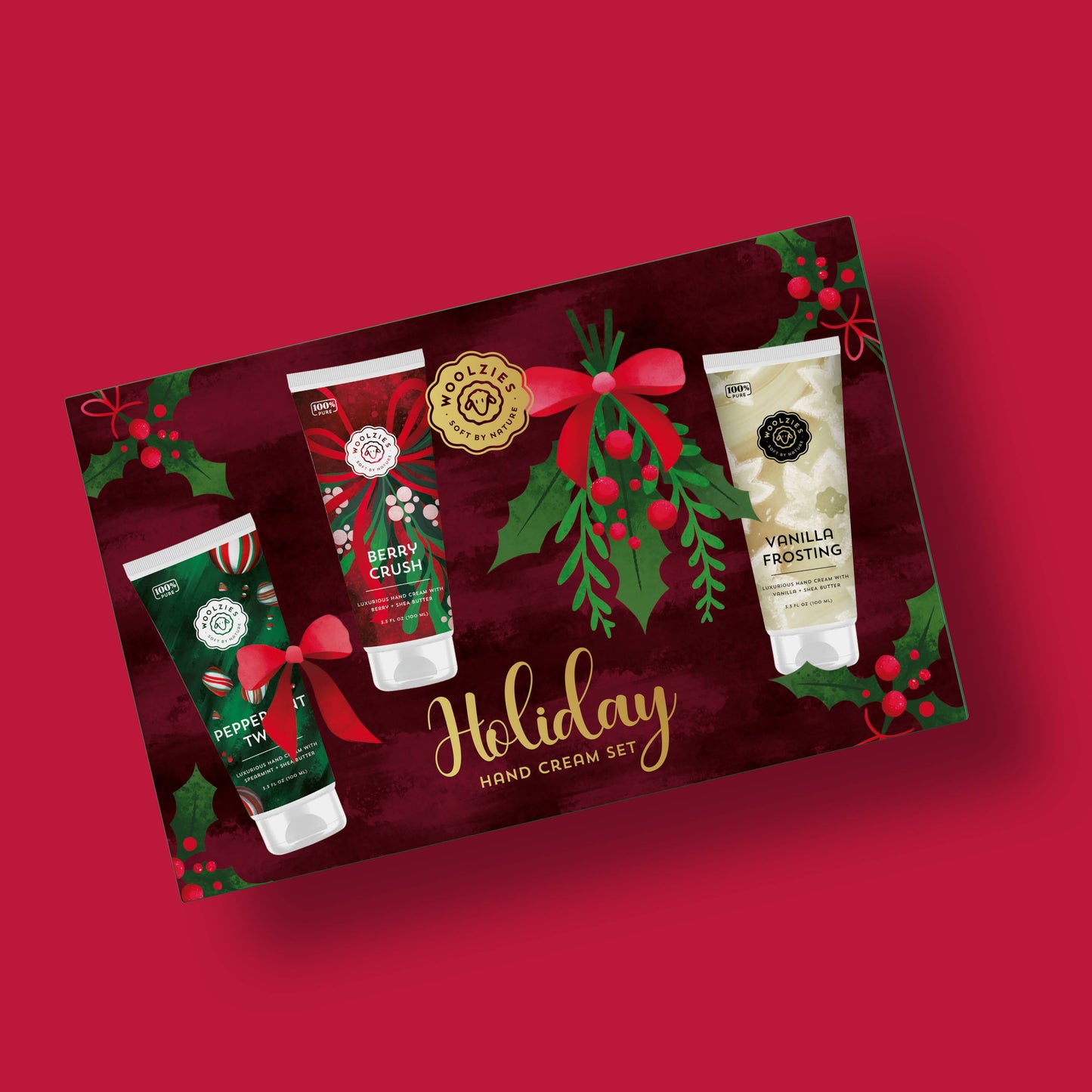 Woolzies - Holiday Hand Cream Trio | Shea Butter Gift Set Burgundy