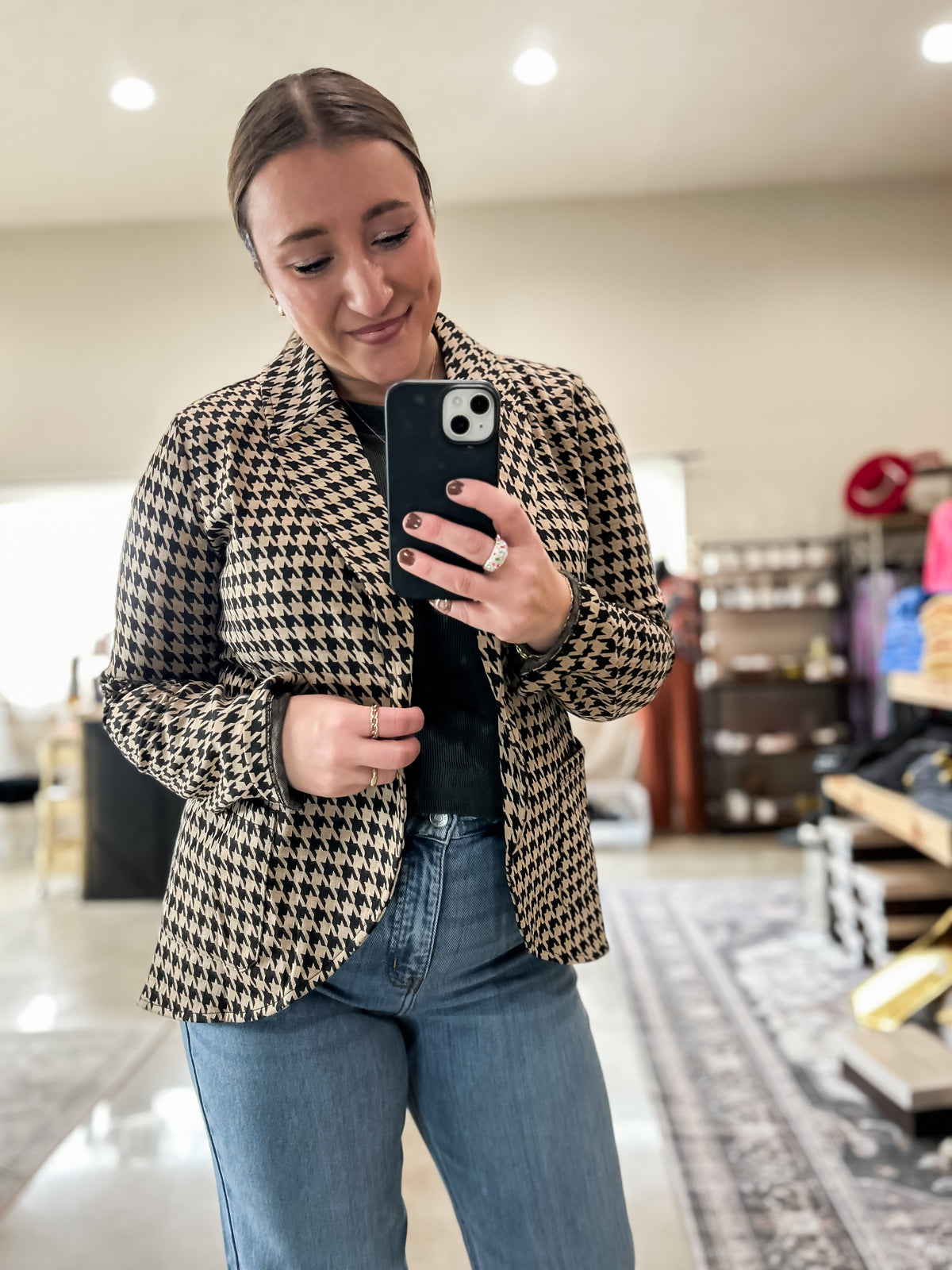 HOUNDSTOOTH BLAZER JACKET