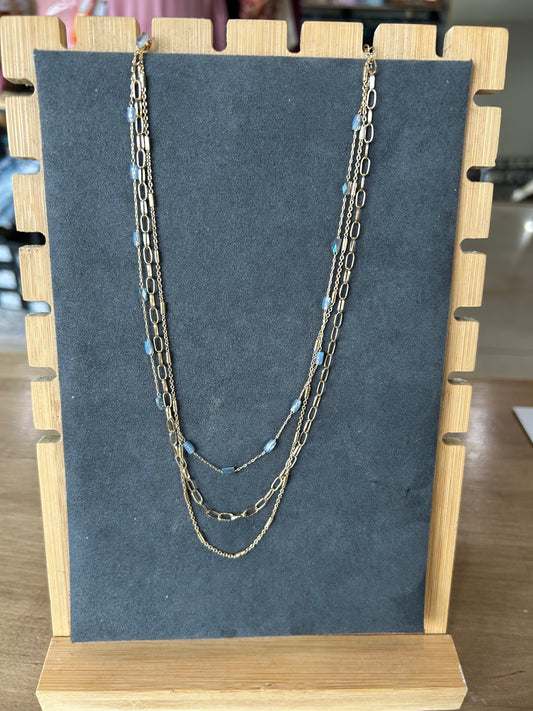 Bead Triple Chain Necklace