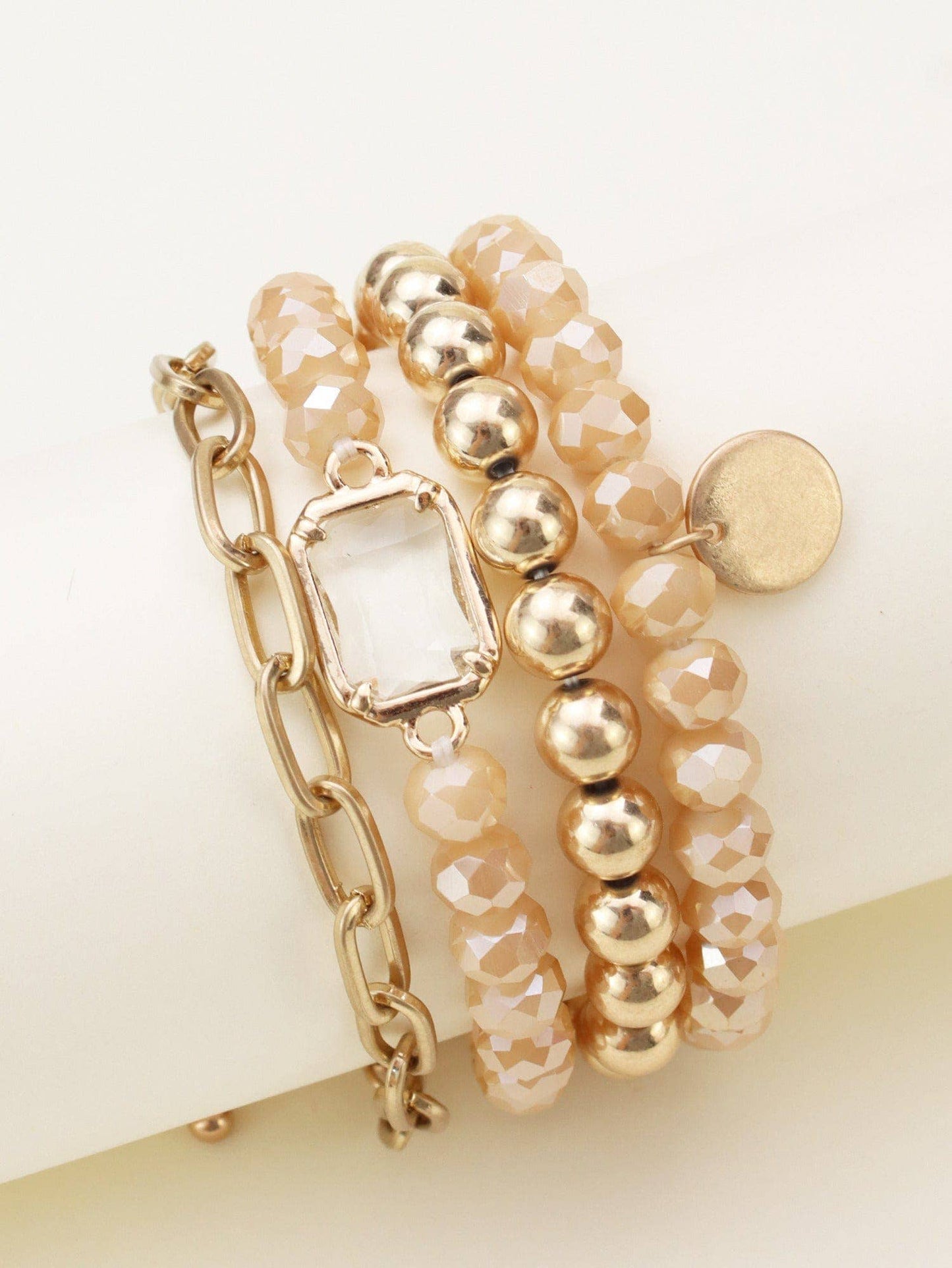 Metallic And Faceted Beaded Bracelet Set