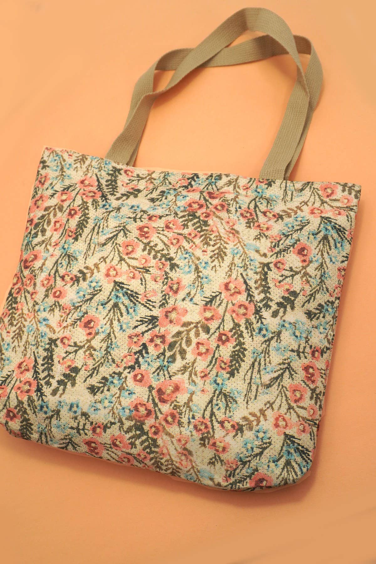 Organic Embroidery Floral Quilted Tote Bag